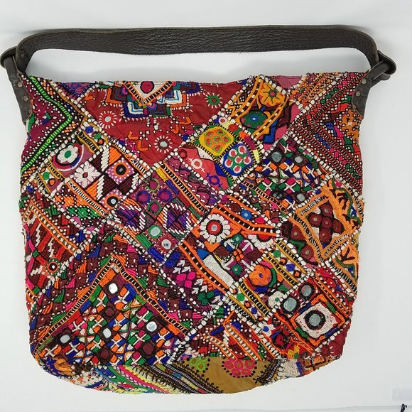 Free People Handbags - Free People large boho embroidered patchwork purse